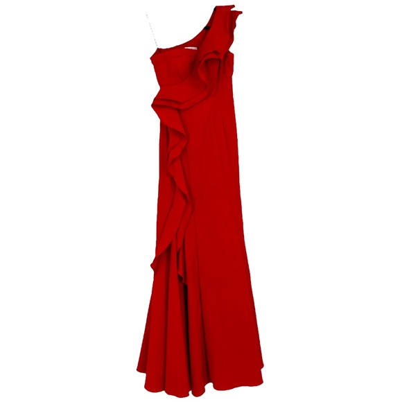 Jessica Simpson formal wear one shoulder ruffle. red dress size 4. - Picture 1 of 13